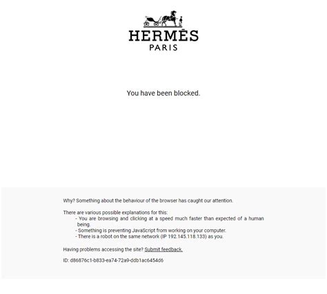 blocked by Hermes website